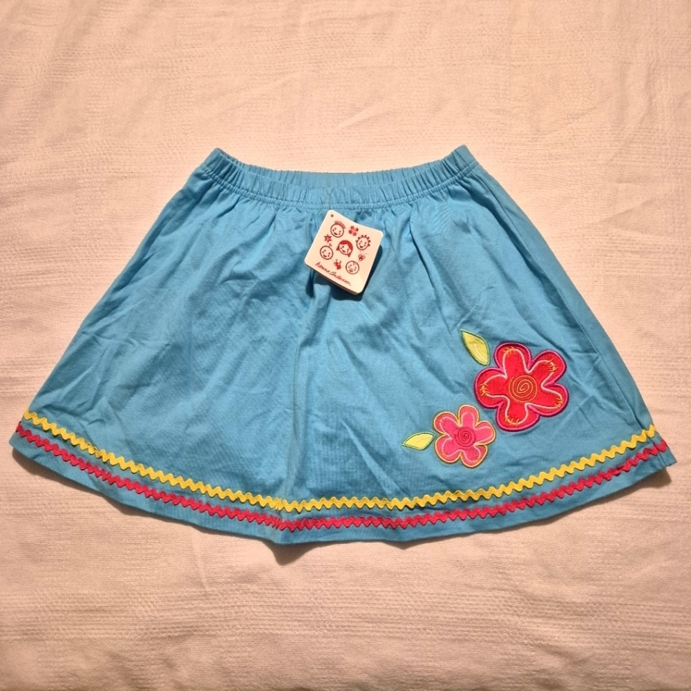 Hanna Andersson girls size 130 or 8 blue applique skirt with shorts, NWT